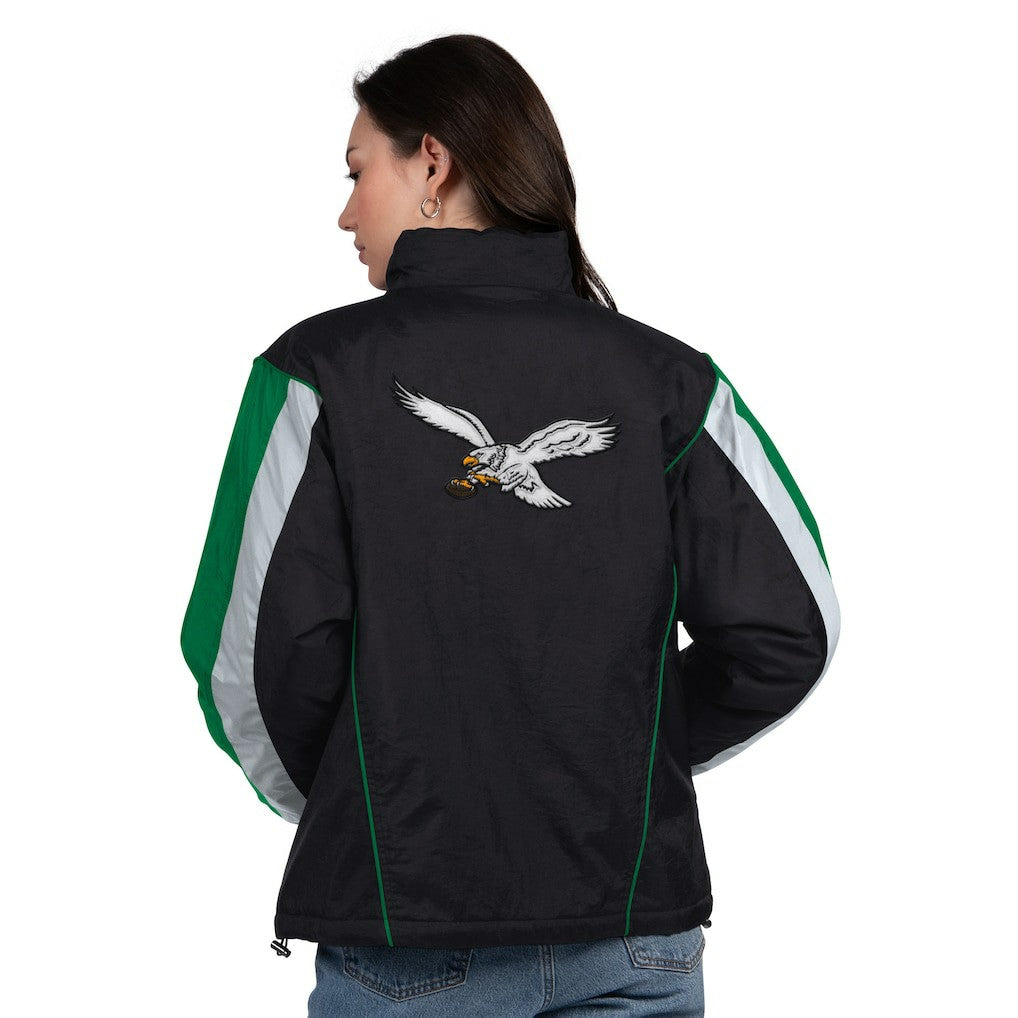 Philadelphia Eagles Starter Women's Thursday Night Gridiron Half-Zip Jacket Black/Kelly Green - NFL