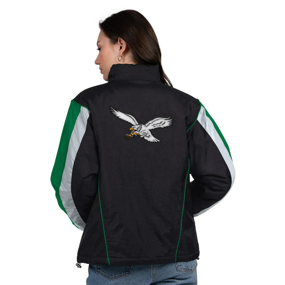 Philadelphia Eagles Starter Women's Thursday Night Gridiron Half-Zip Jacket Black/Kelly Green - NFL