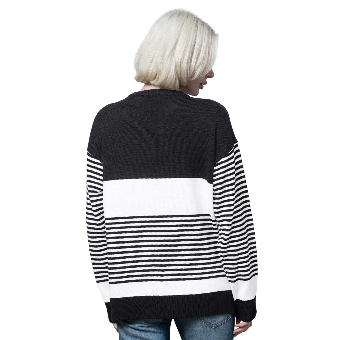 Green Bay Packers Starter Women's No Huddle Striped V-Neck Sweater Black - NFL