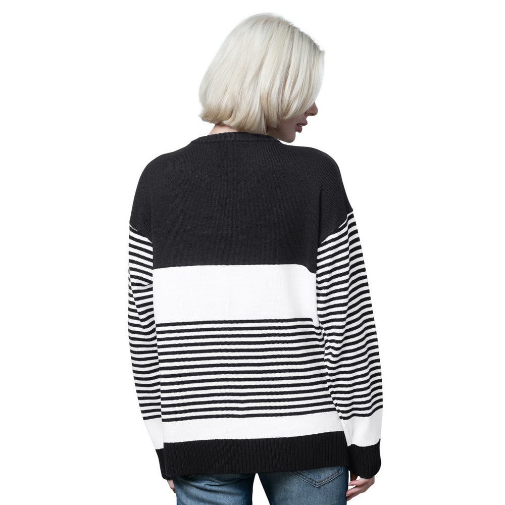 Green Bay Packers Starter Women's No Huddle Striped V-Neck Sweater Black - NFL