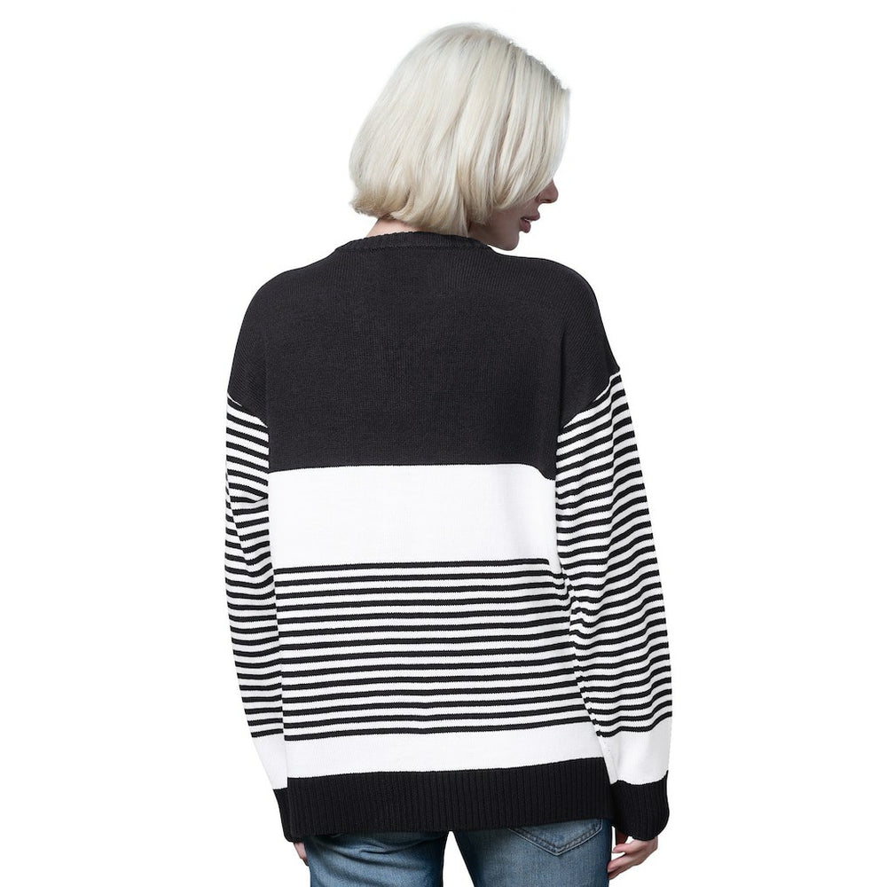 Baltimore Ravens Starter Women's No Huddle Striped V-Neck Sweater Black - NFL