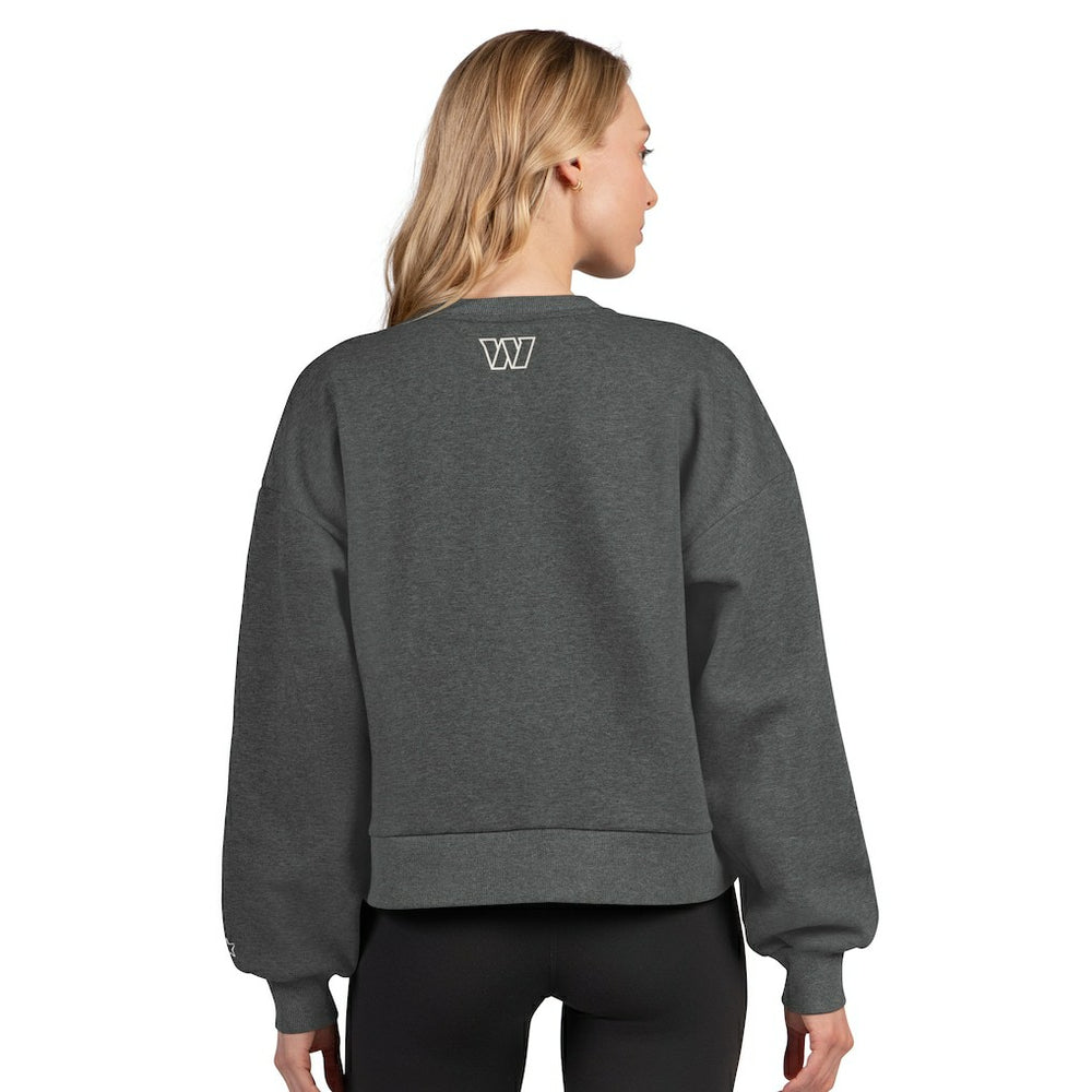 Washington Commanders Starter Women's Show Up Cropped Fleece Pullover Sweatshirt Heather Gray - NFL