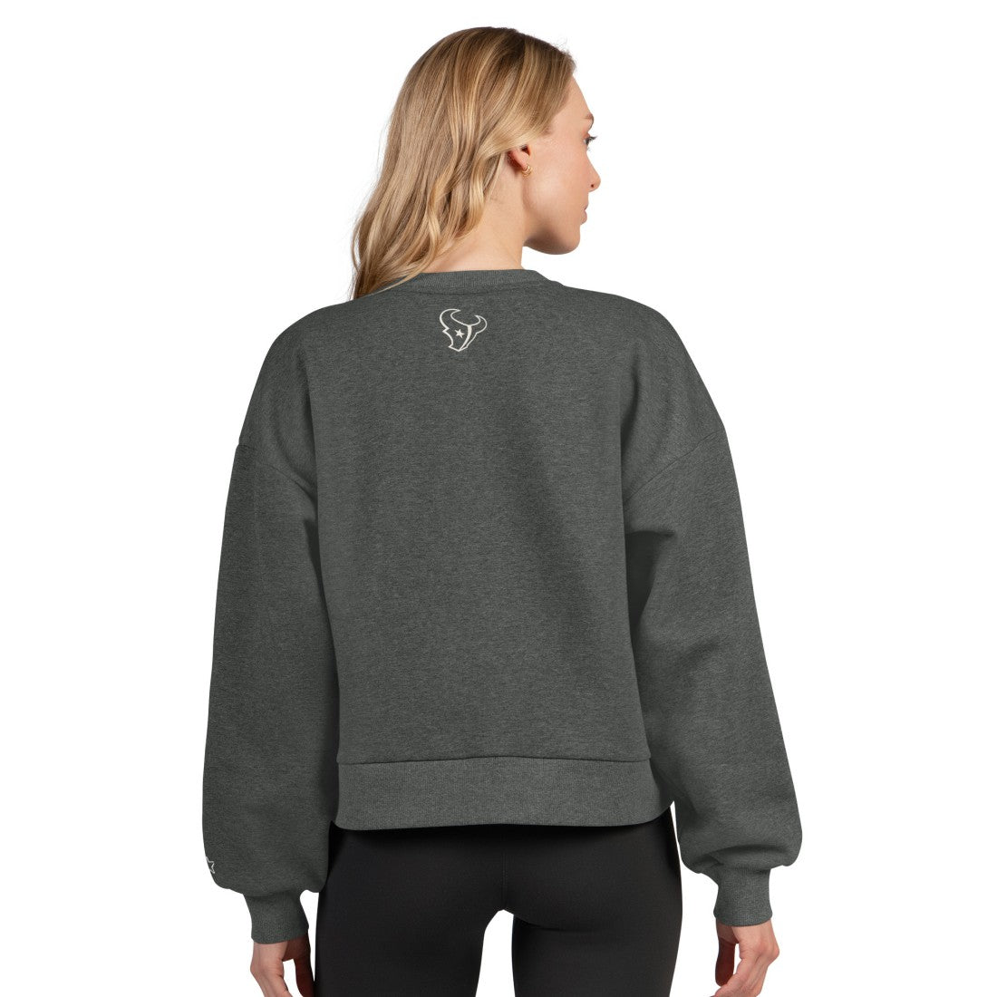 Houston Texans Starter Women's Show Up Cropped Fleece Pullover Sweatshirt Heather Gray - NFL