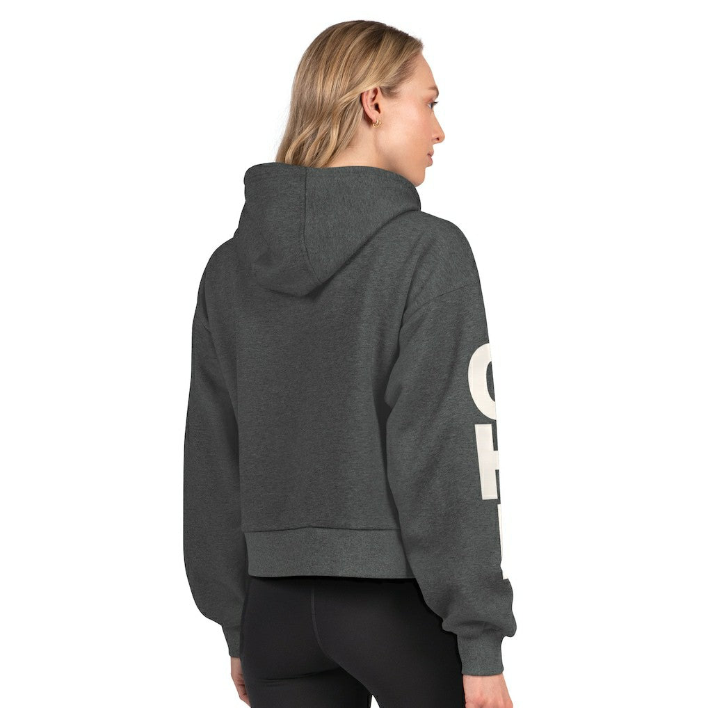 Chicago Bears Starter Women's Star Player Cropped Fleece Pullover Hoodie Heather Charcoal - NFL