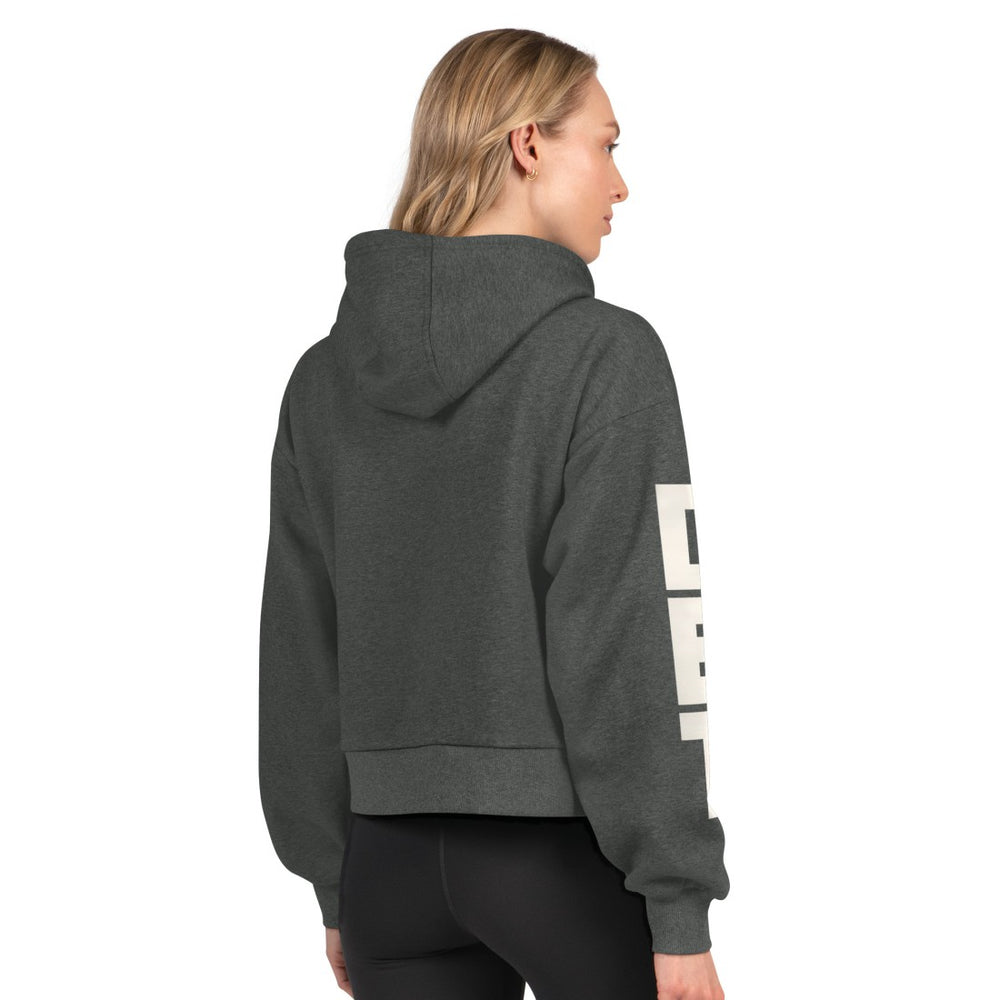 Detroit Lions Starter Women's Star Player Cropped Fleece Pullover Hoodie Heather Charcoal - NFL