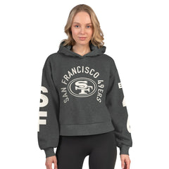 San Francisco 49ers Starter Women's Star Player Cropped Fleece Pullover Hoodie Heather Charcoal - NFL