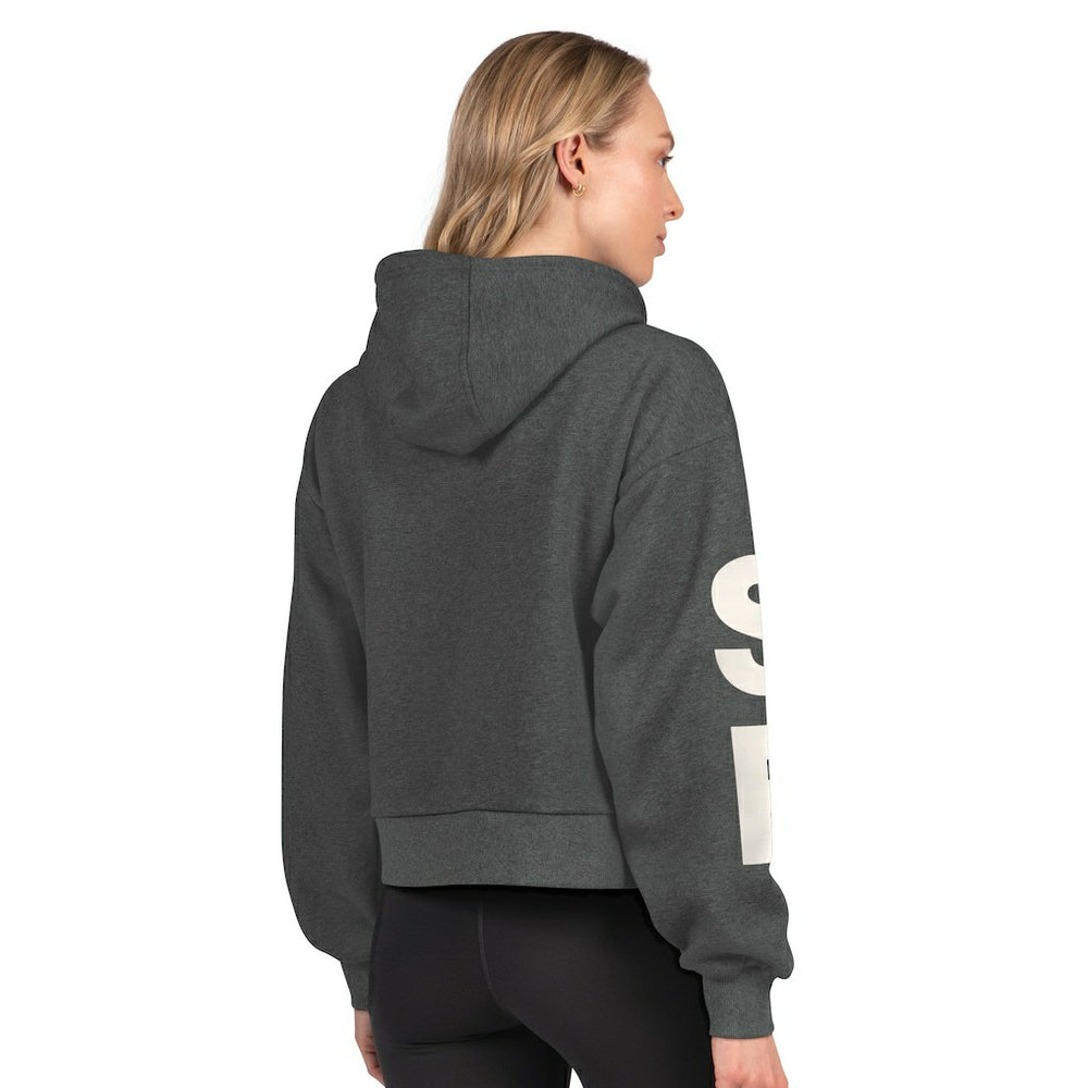 San Francisco 49ers Starter Women's Star Player Cropped Fleece Pullover Hoodie Heather Charcoal - NFL