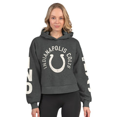 Indianapolis Colts Starter Women's Star Player Cropped Fleece Pullover Hoodie Heather Charcoal - NFL