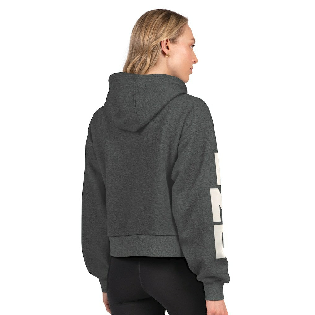 Indianapolis Colts Starter Women's Star Player Cropped Fleece Pullover Hoodie Heather Charcoal - NFL