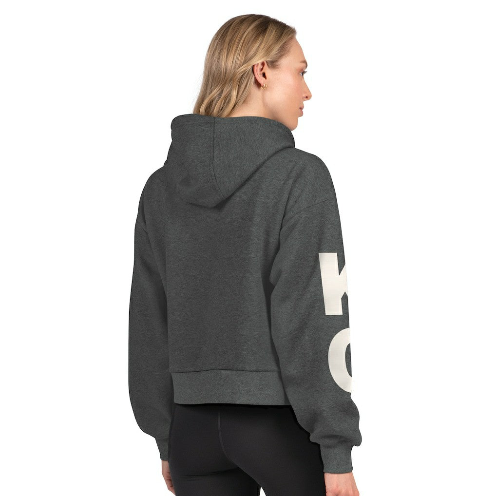 Kansas City Chiefs Starter Women's Star Player Cropped Fleece Pullover Hoodie Heather Charcoal - NFL