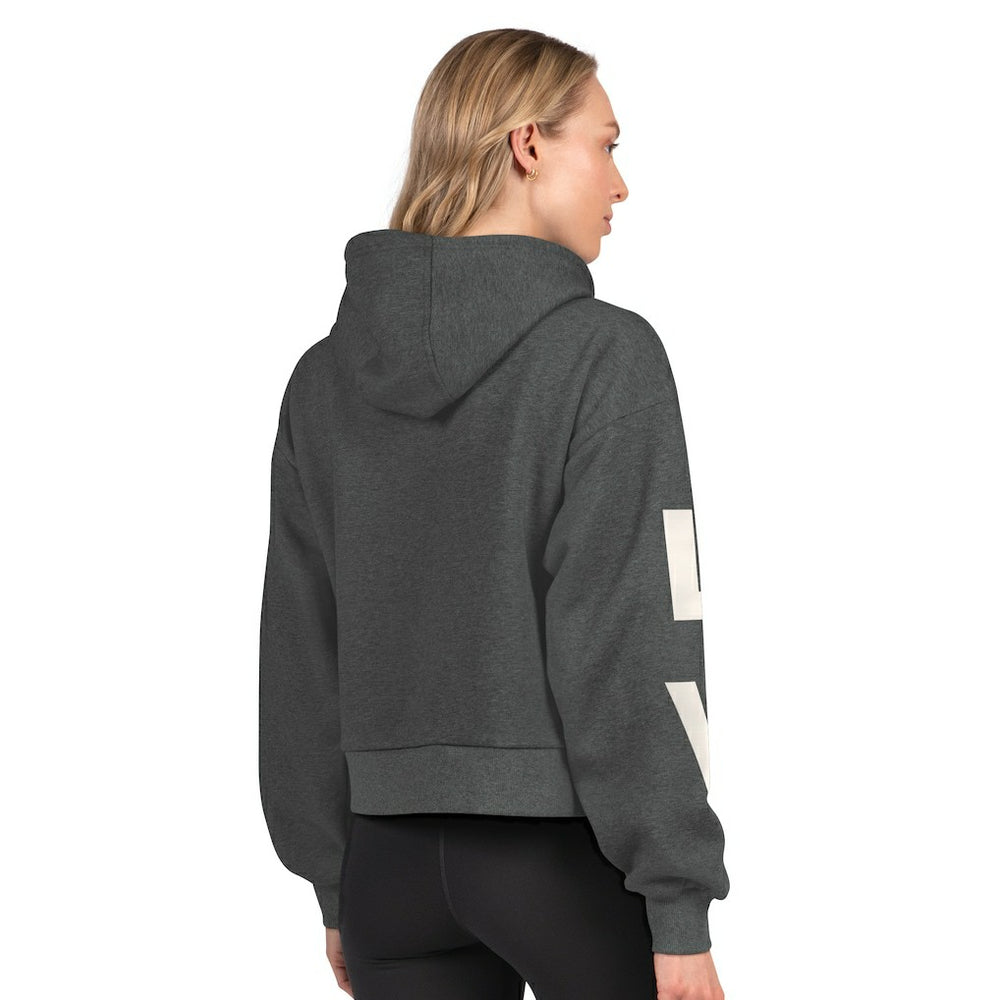 Las Vegas Raiders Starter Women's Star Player Cropped Fleece Pullover Hoodie Heather Charcoal - NFL