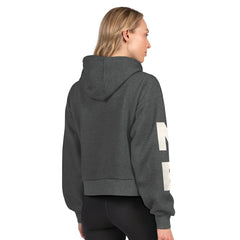 New England Patriots Starter Women's Star Player Cropped Fleece Pullover Hoodie Heather Charcoal - NFL