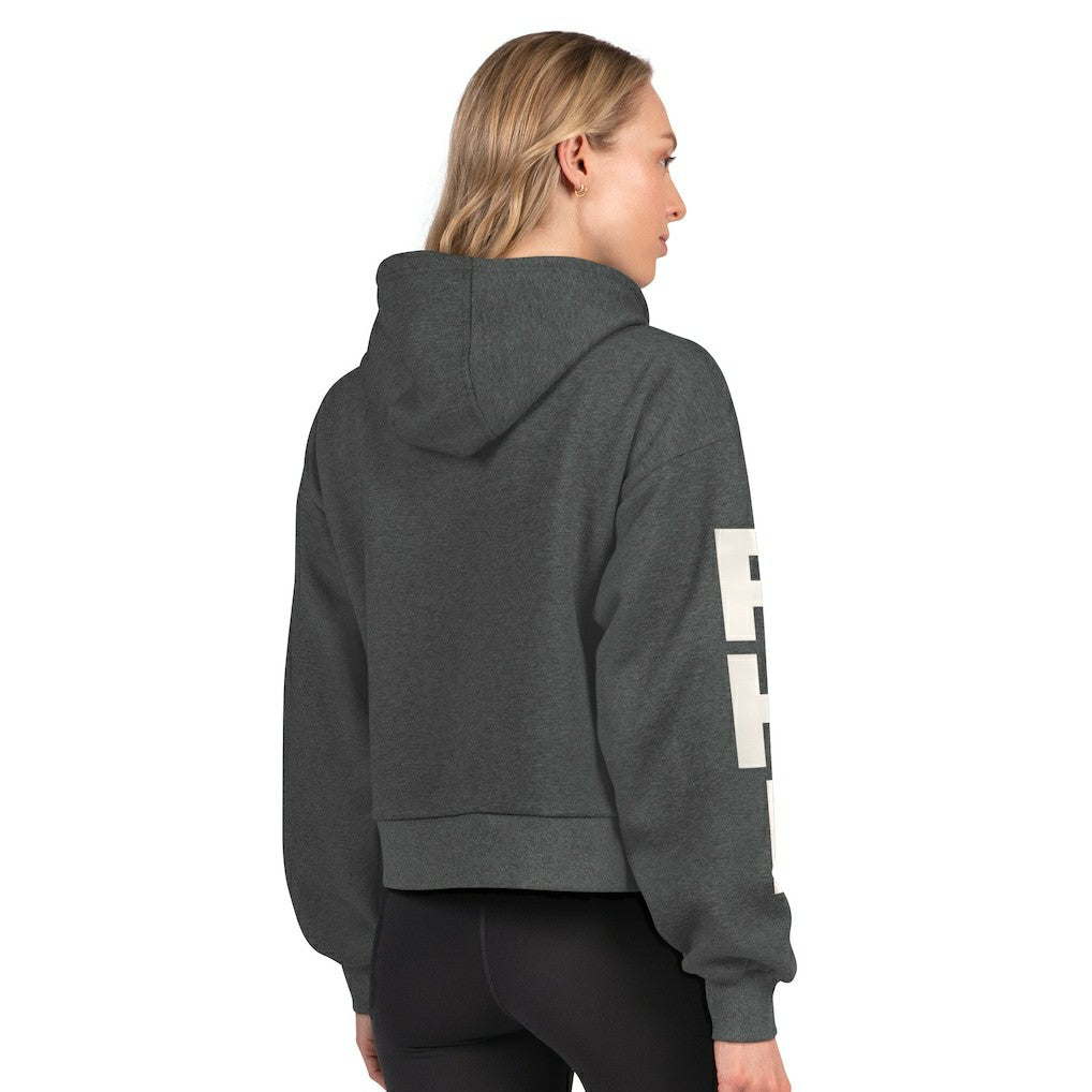 Philadelphia Eagles Starter Women's Star Player Cropped Fleece Pullover Hoodie Heather Charcoal - NFL