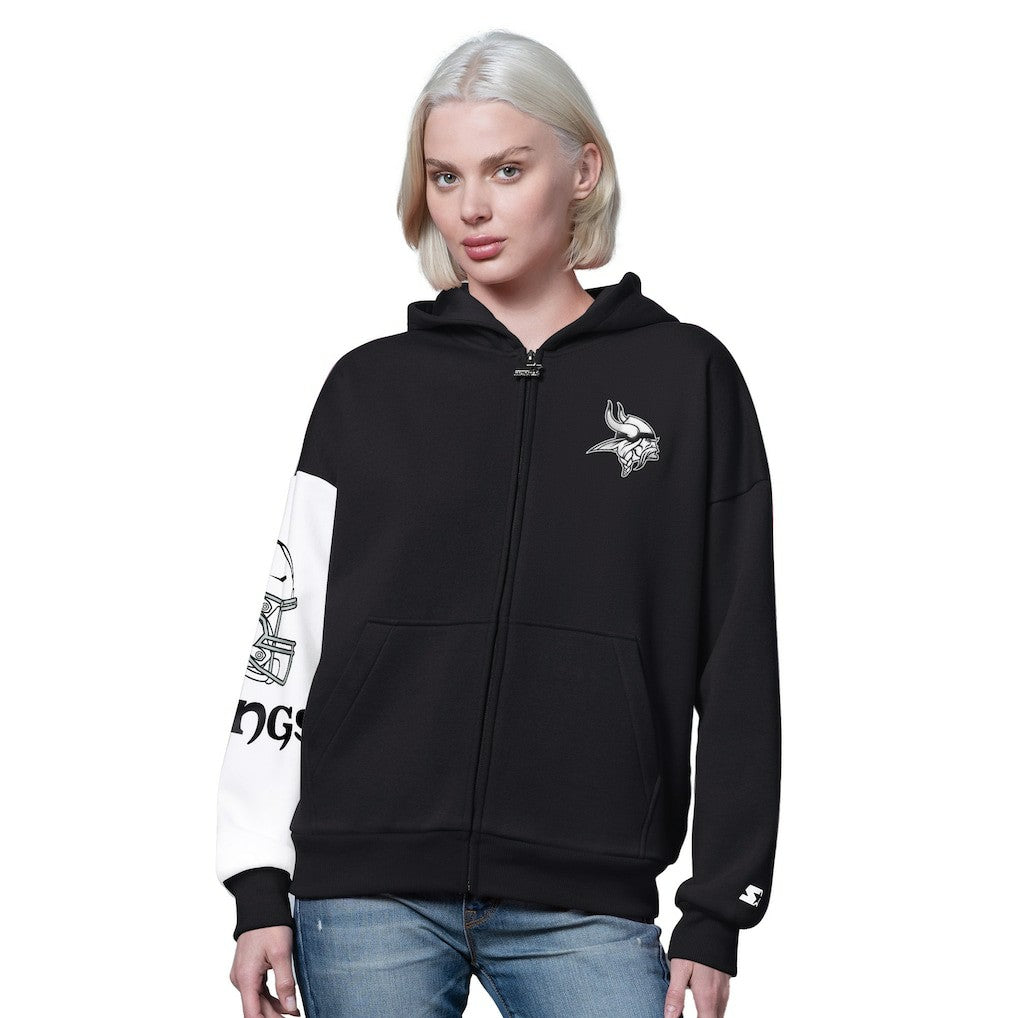 Minnesota Vikings Starter Women's 4th Down Full-Zip Hoodie Black - NFL