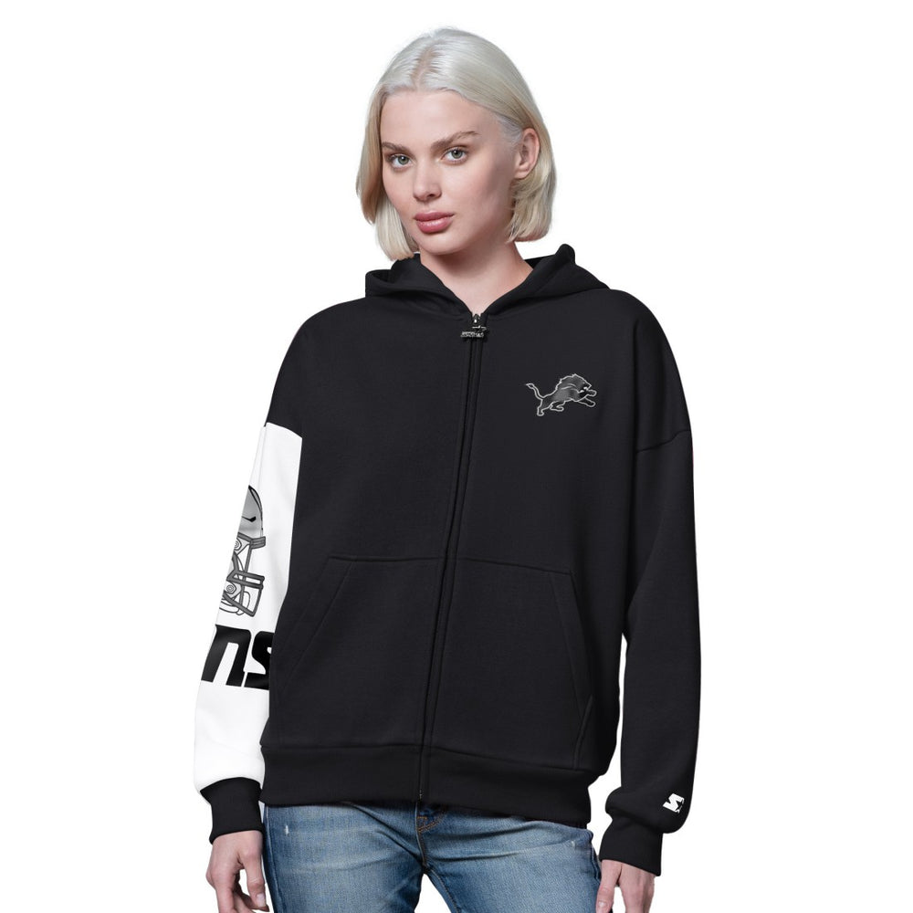 Detroit Lions Starter Women's 4th Down Full-Zip Hoodie Black - NFL