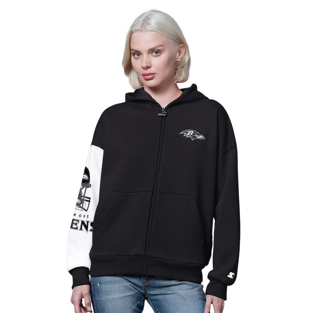 Baltimore Ravens Starter Women's 4th Down Full-Zip Hoodie Black - NFL