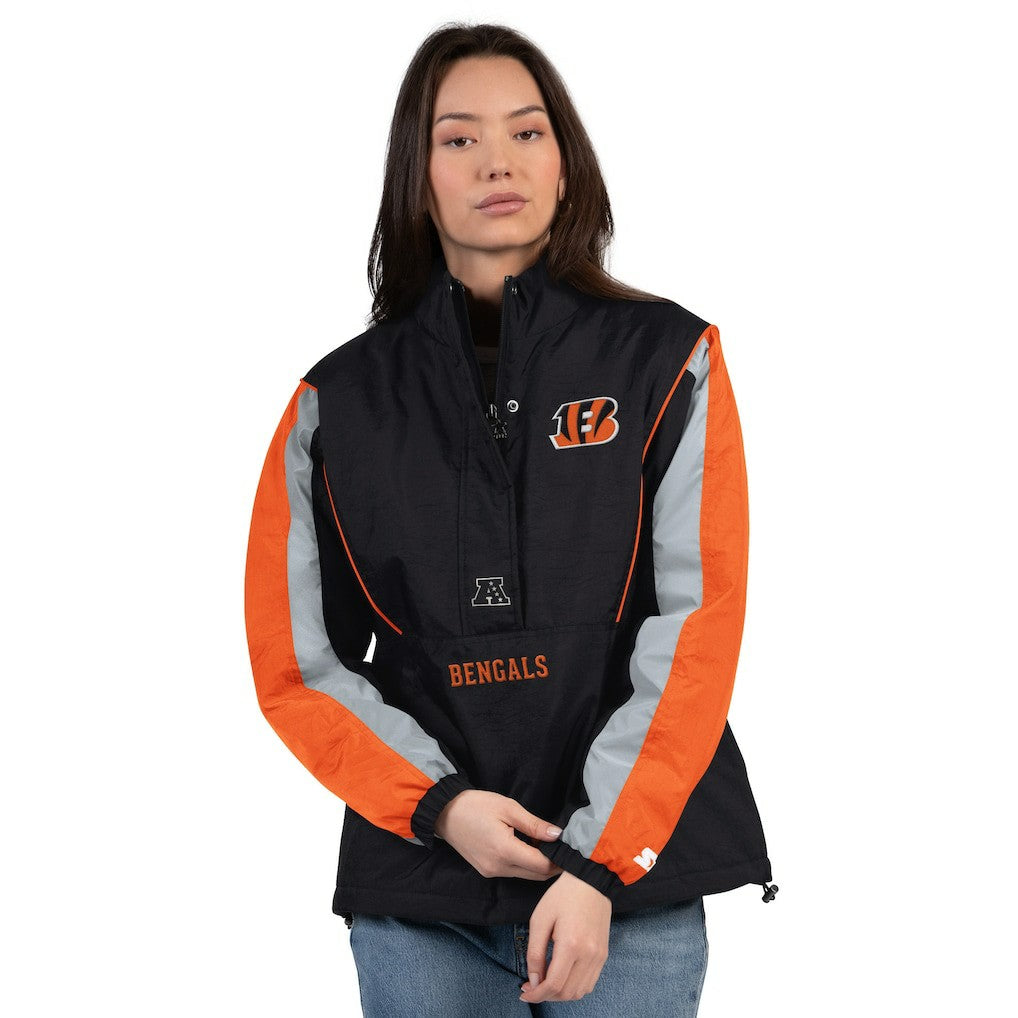 Cincinnati Bengals Starter Women's Thursday Night Gridiron Half-Zip Jacket Black/Orange - NFL