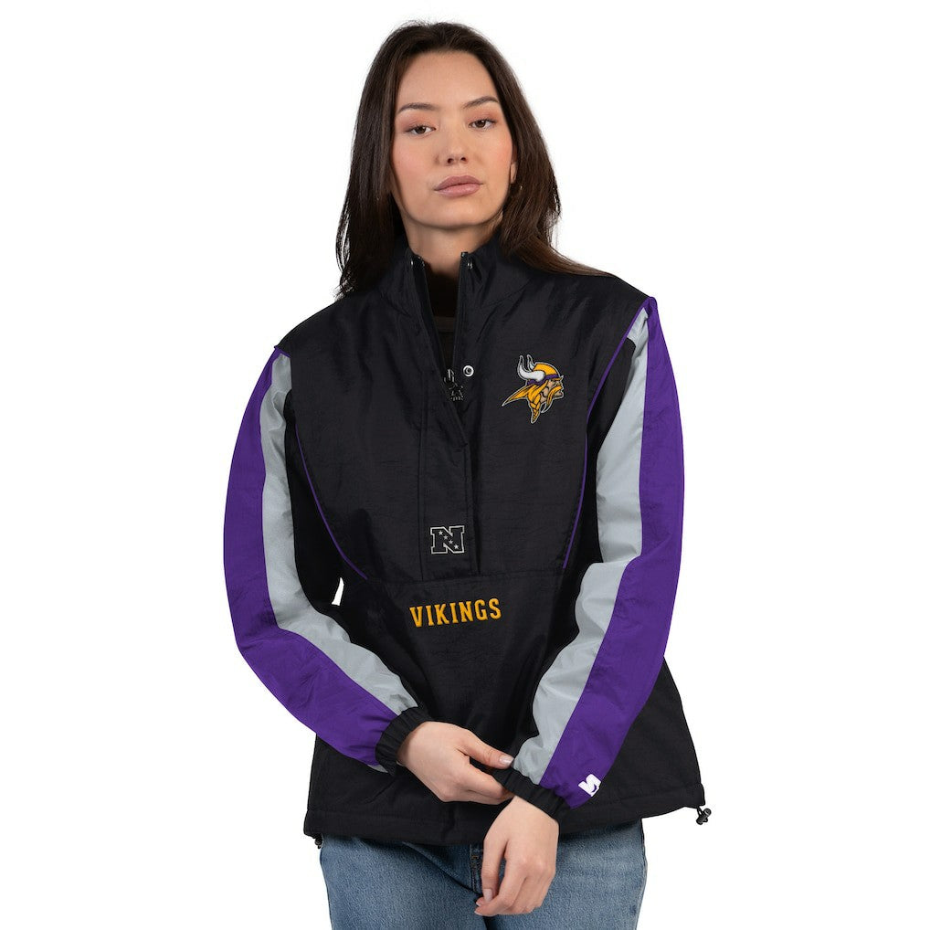 Minnesota Vikings Starter Women's Thursday Night Gridiron Half-Zip Jacket Black/Purple - NFL