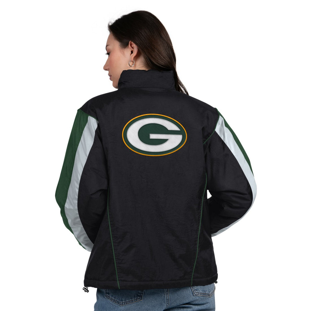 Green Bay Packers Starter Women's Thursday Night Gridiron Half-Zip Jacket Black/Green - NFL
