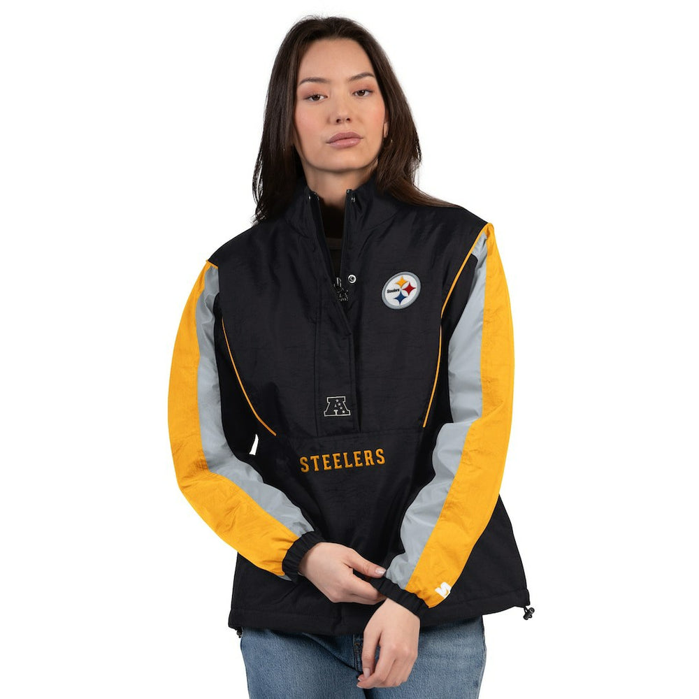 Pittsburgh Steelers Starter Women's Thursday Night Gridiron Half-Zip Jacket Black/Gold - NFL