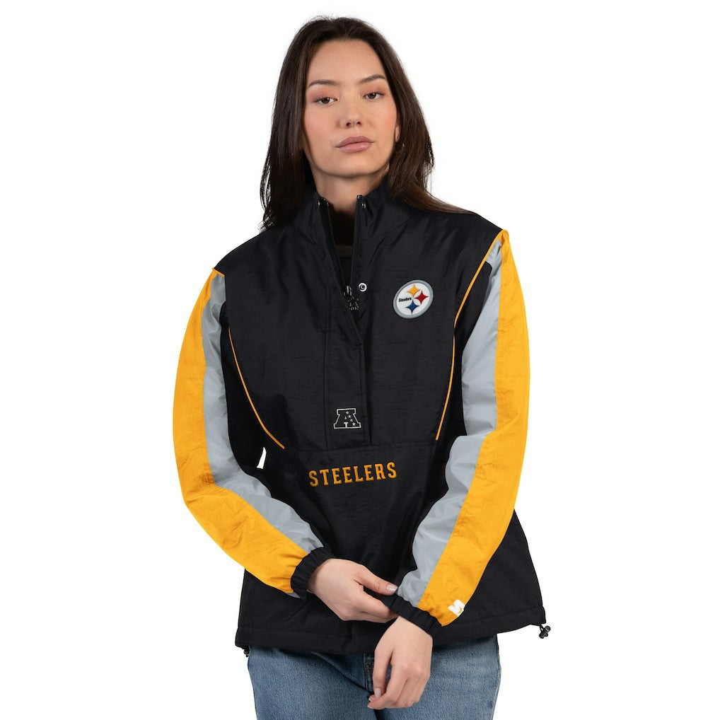 Pittsburgh Steelers Starter Women's Thursday Night Gridiron Half-Zip Jacket Black/Gold - NFL