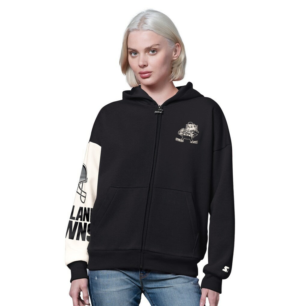 Cleveland Browns Starter Women's 4th Down Full-Zip Hoodie Black - NFL