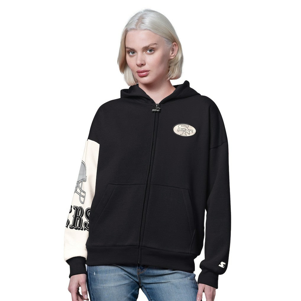 San Francisco 49ers Starter Women's 4th Down Full-Zip Hoodie Black - NFL