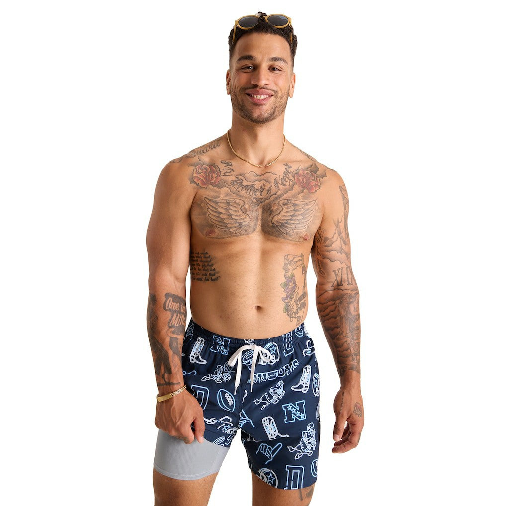 Dallas Cowboys Chubbies The Neon 5.5" Classic Lined Swim Trunks Navy - NFL