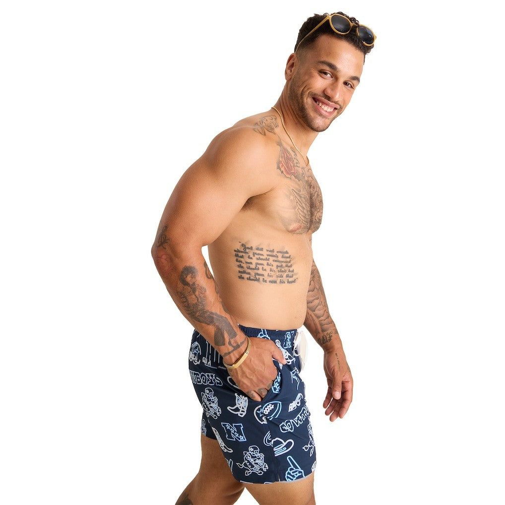 Dallas Cowboys Chubbies The Neon 5.5" Classic Lined Swim Trunks Navy - NFL