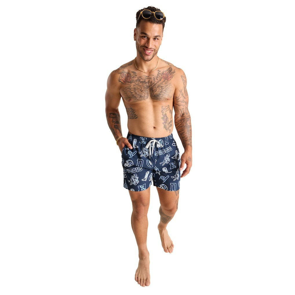 Dallas Cowboys Chubbies The Neon 5.5" Classic Lined Swim Trunks Navy - NFL