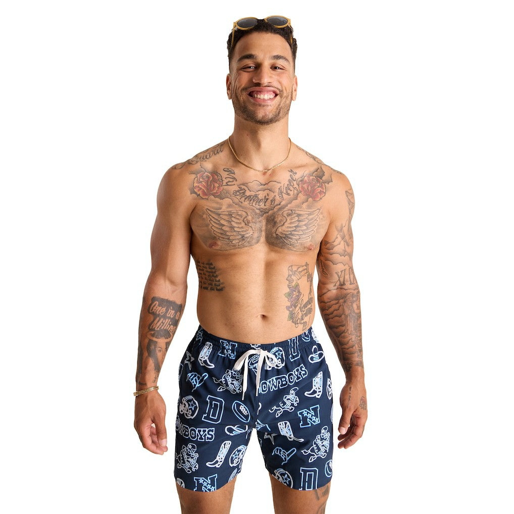 Dallas Cowboys Chubbies The Neon 5.5" Classic Lined Swim Trunks Navy - NFL