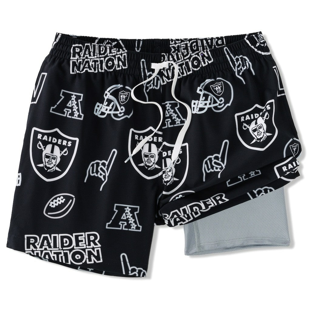 Las Vegas Raiders Chubbies The Neon 5.5" Classic Lined Swim Trunks Black - NFL