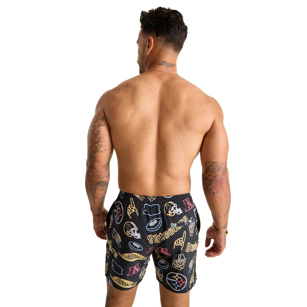 Pittsburgh Steelers Chubbies The Neon 5.5" Classic Lined Swim Trunks Black - NFL