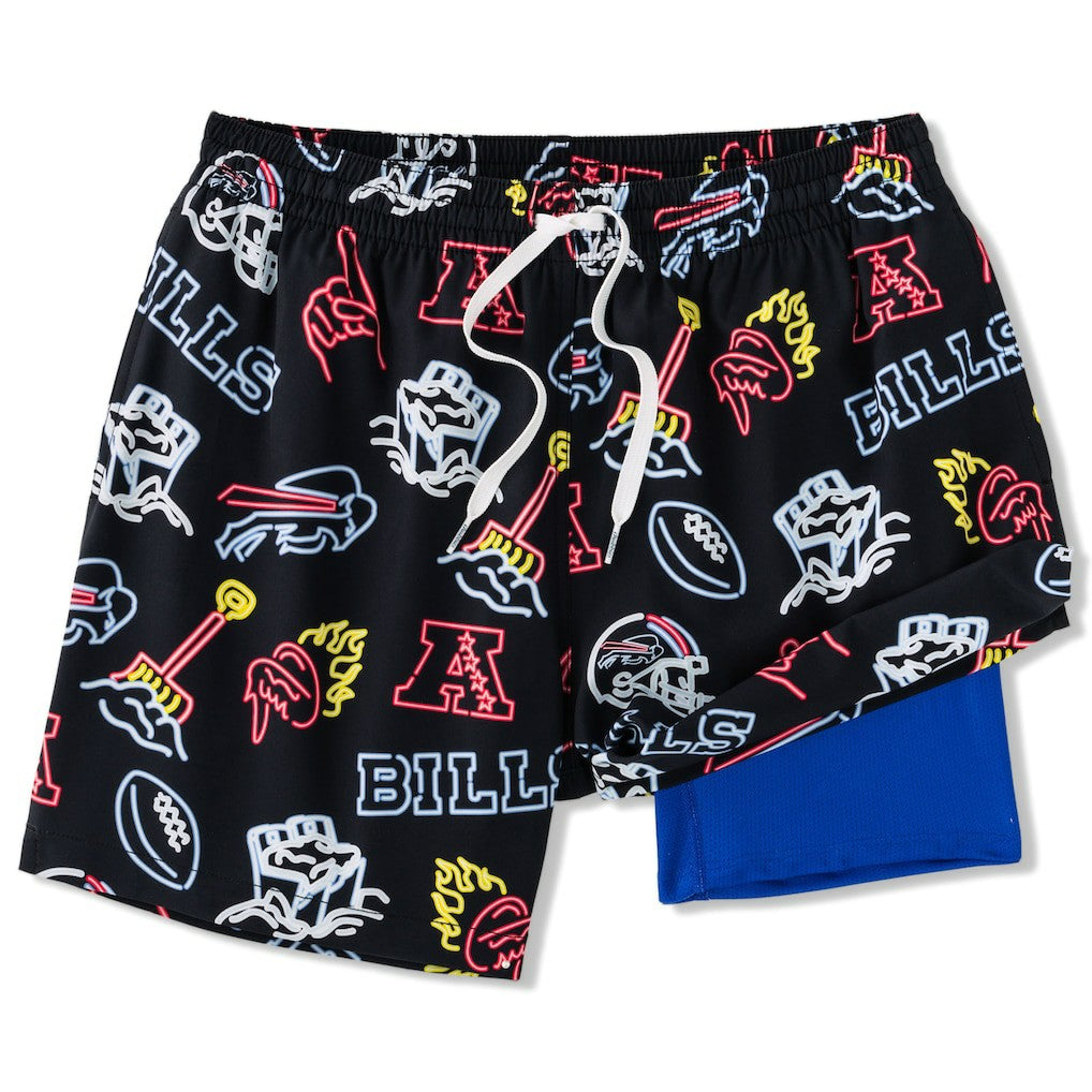 Buffalo Bills Chubbies The Neon 5.5" Classic Lined Swim Trunks Black - NFL