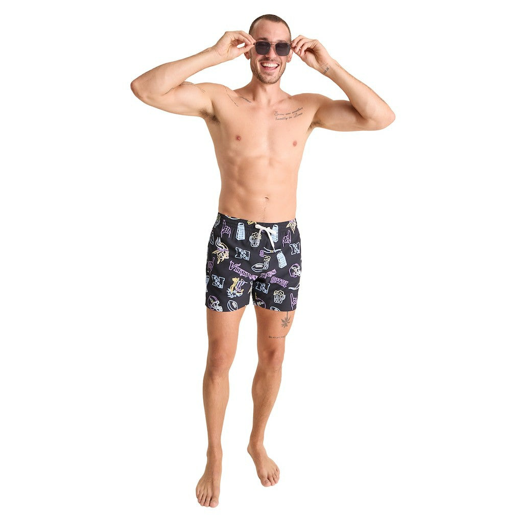 Minnesota Vikings Chubbies The Neon 5.5" Classic Lined Swim Trunks Black - NFL