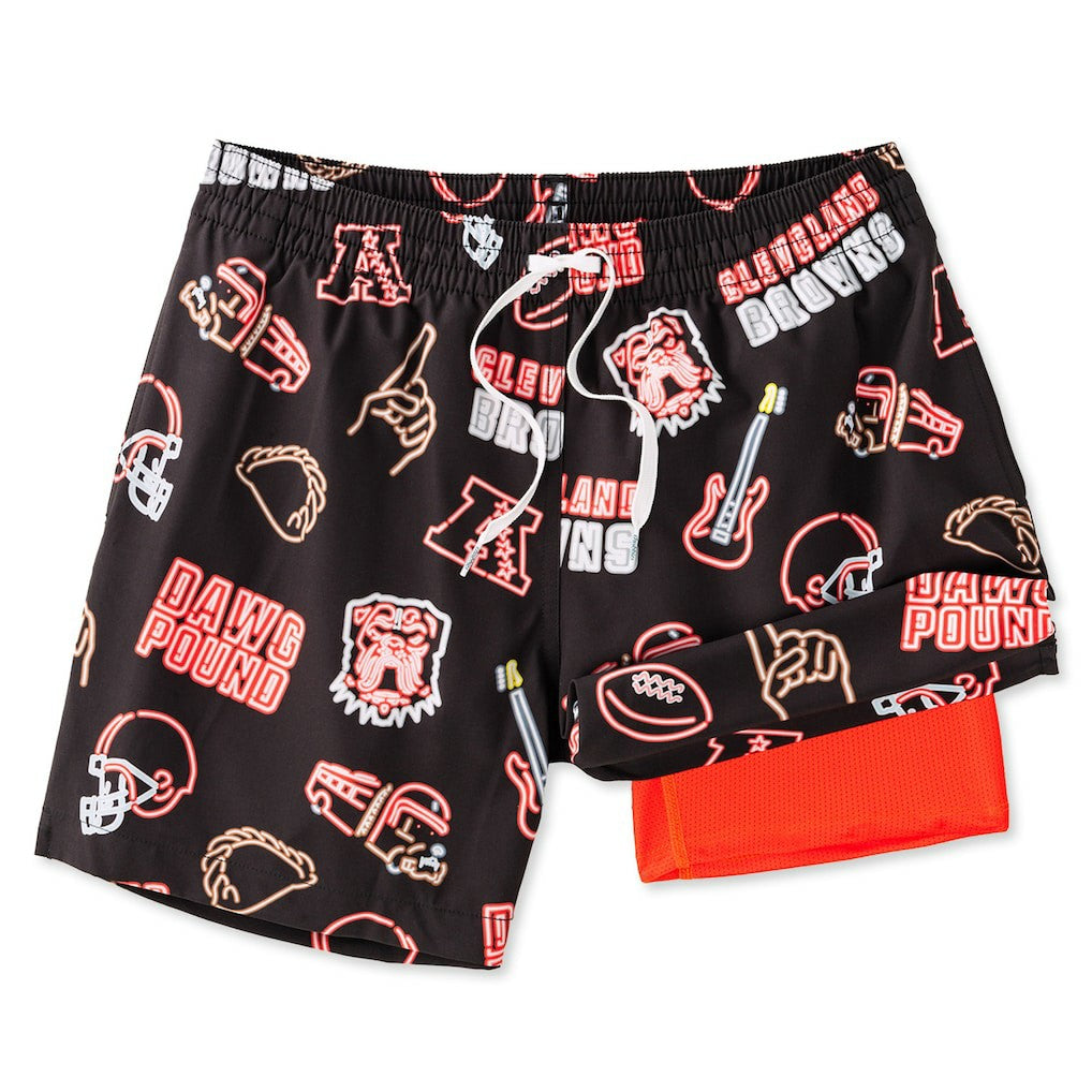 Cleveland Browns Chubbies The Neon 5.5" Classic Lined Swim Trunks Brown - NFL