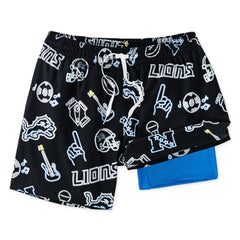 Detroit Lions Chubbies The Neon 5.5" Classic Lined Swim Trunks Black - NFL