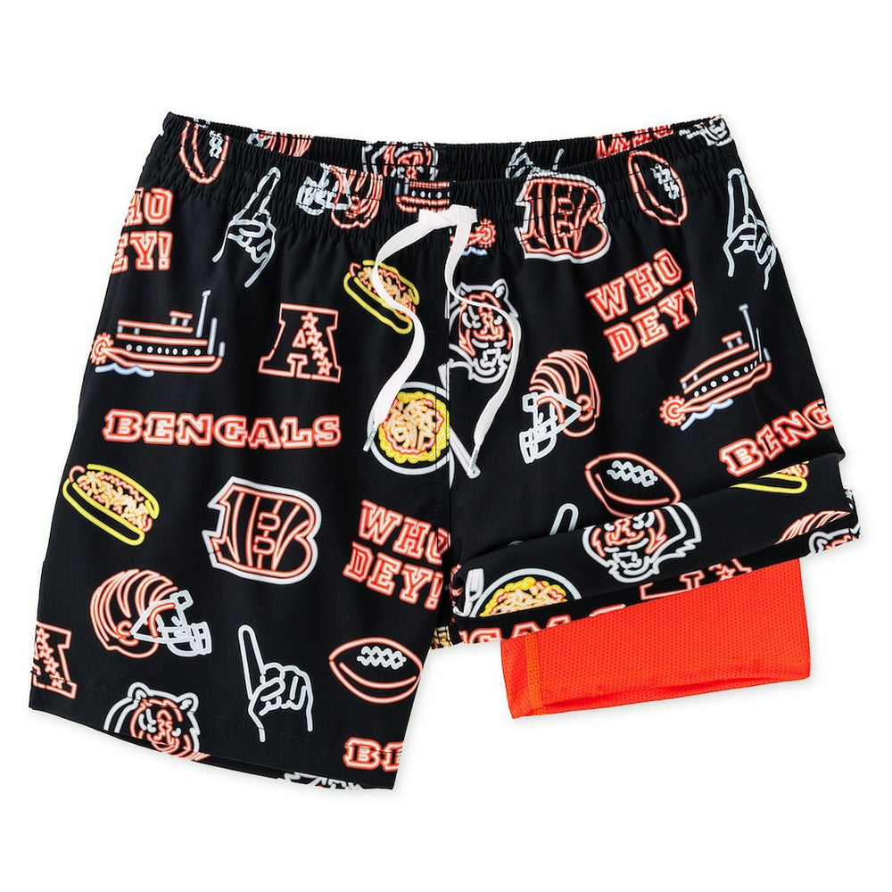 Cincinnati Bengals Chubbies The Neon 5.5" Classic Lined Swim Trunks Black - NFL