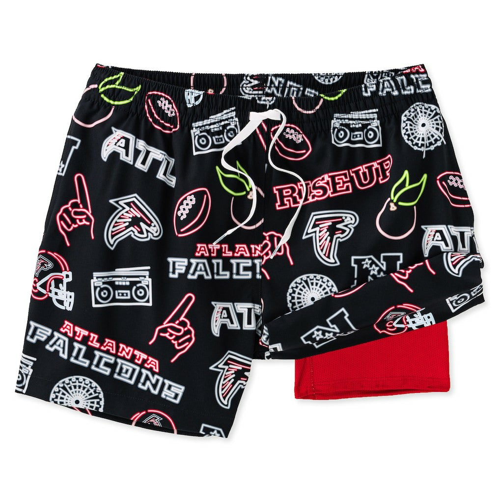 Atlanta Falcons Chubbies The Neon 5.5" Classic Lined Swim Trunks Black - NFL
