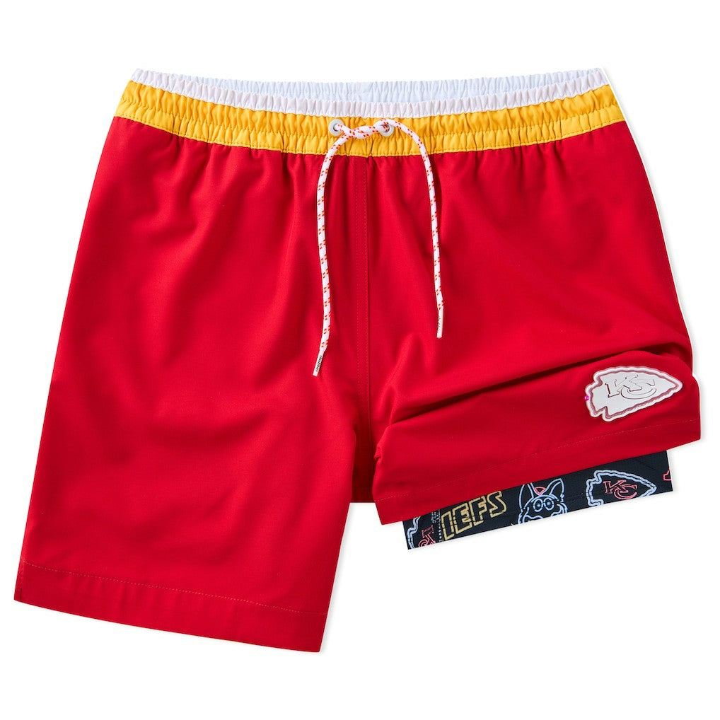 Kansas City Chiefs Chubbies 5.5" Classic Lined Swim Trunks Red - NFL