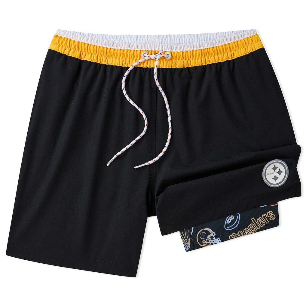 Pittsburgh Steelers Chubbies 5.5" Classic Lined Swim Trunks Black - NFL