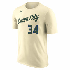 Nike - Giannis Antetokounmpo Milwaukee Bucks Unisex 2025/26 City Edition Name & Number T-Shirt - Cream
