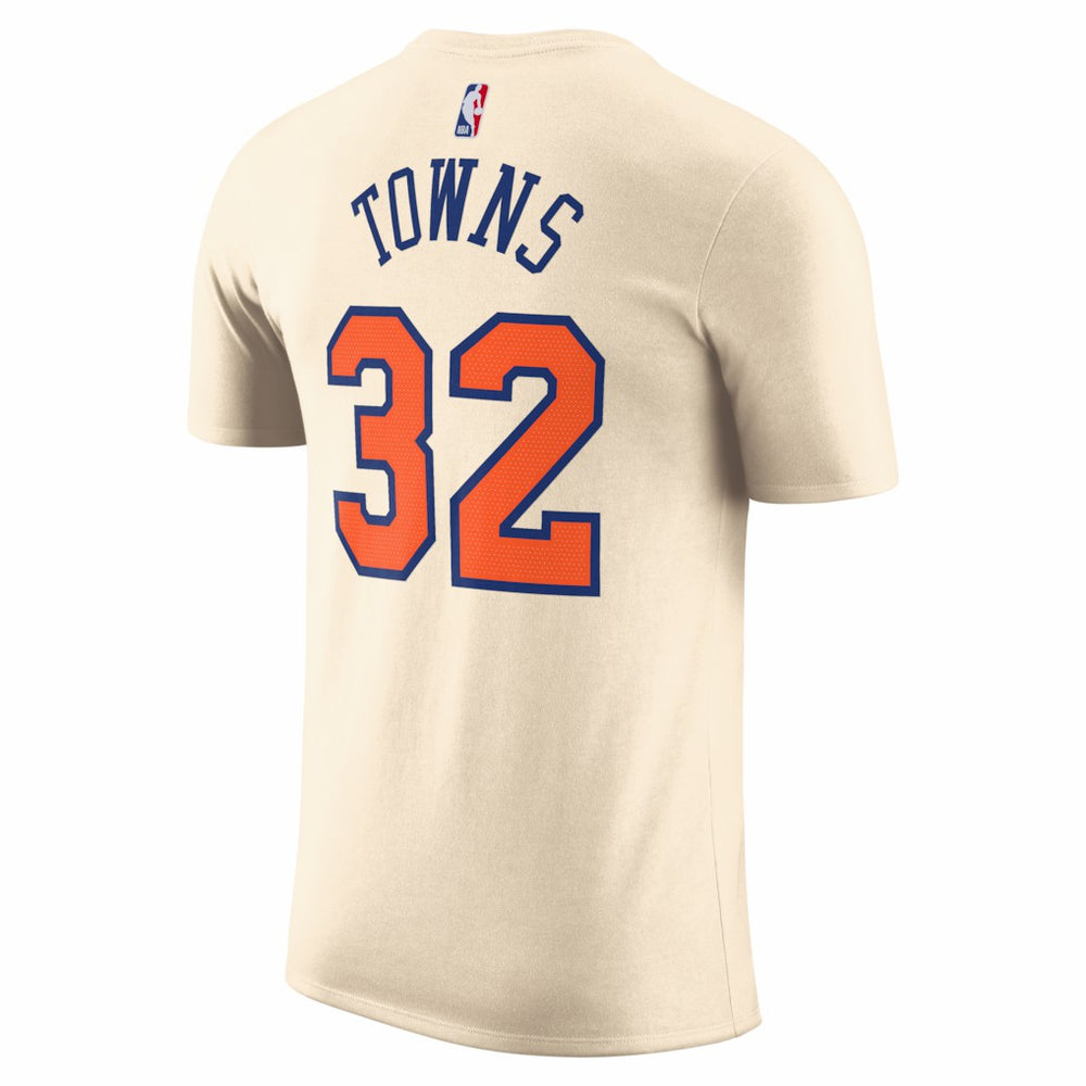 Nike - Karl-Anthony Towns New York Knicks Unisex 2025/26 City Edition Name & Number T-Shirt - Cream