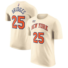 Nike - Mikal Bridges New York Knicks Unisex 2025/26 City Edition Name & Number T-Shirt - Cream