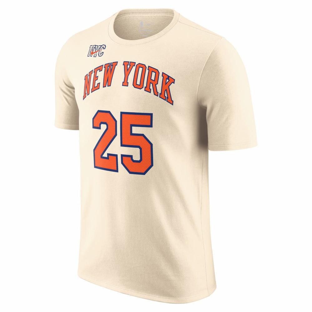 Nike - Mikal Bridges New York Knicks Unisex 2025/26 City Edition Name & Number T-Shirt - Cream