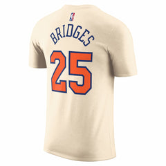 Nike - Mikal Bridges New York Knicks Unisex 2025/26 City Edition Name & Number T-Shirt - Cream