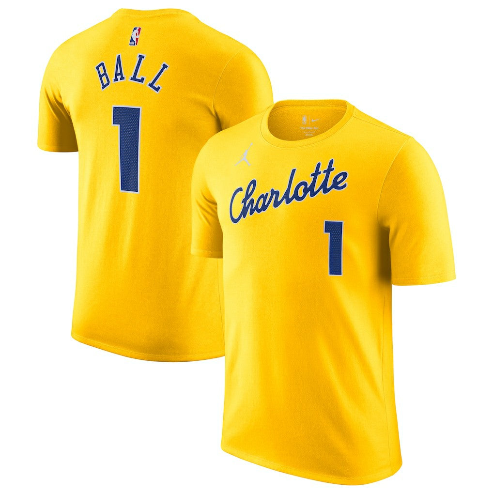 NBA - LaMelo Ball Charlotte Hornets Jordan Brand Unisex 2025/26 City Edition Name & Number T-Shirt - Yellow