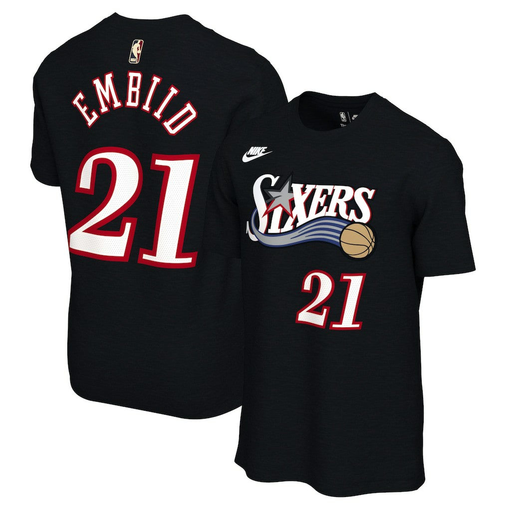 Nike - Joel Embiid Philadelphia 76ers Unisex Name & Number T-Shirt - Classic Edition - Black