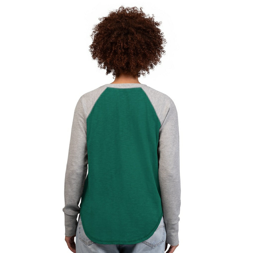 New York Jets G-III 4Her by Carl Banks Women's Waffle Knit Raglan Long-Sleeve T-Shirt Green/Heather Gray - NFL