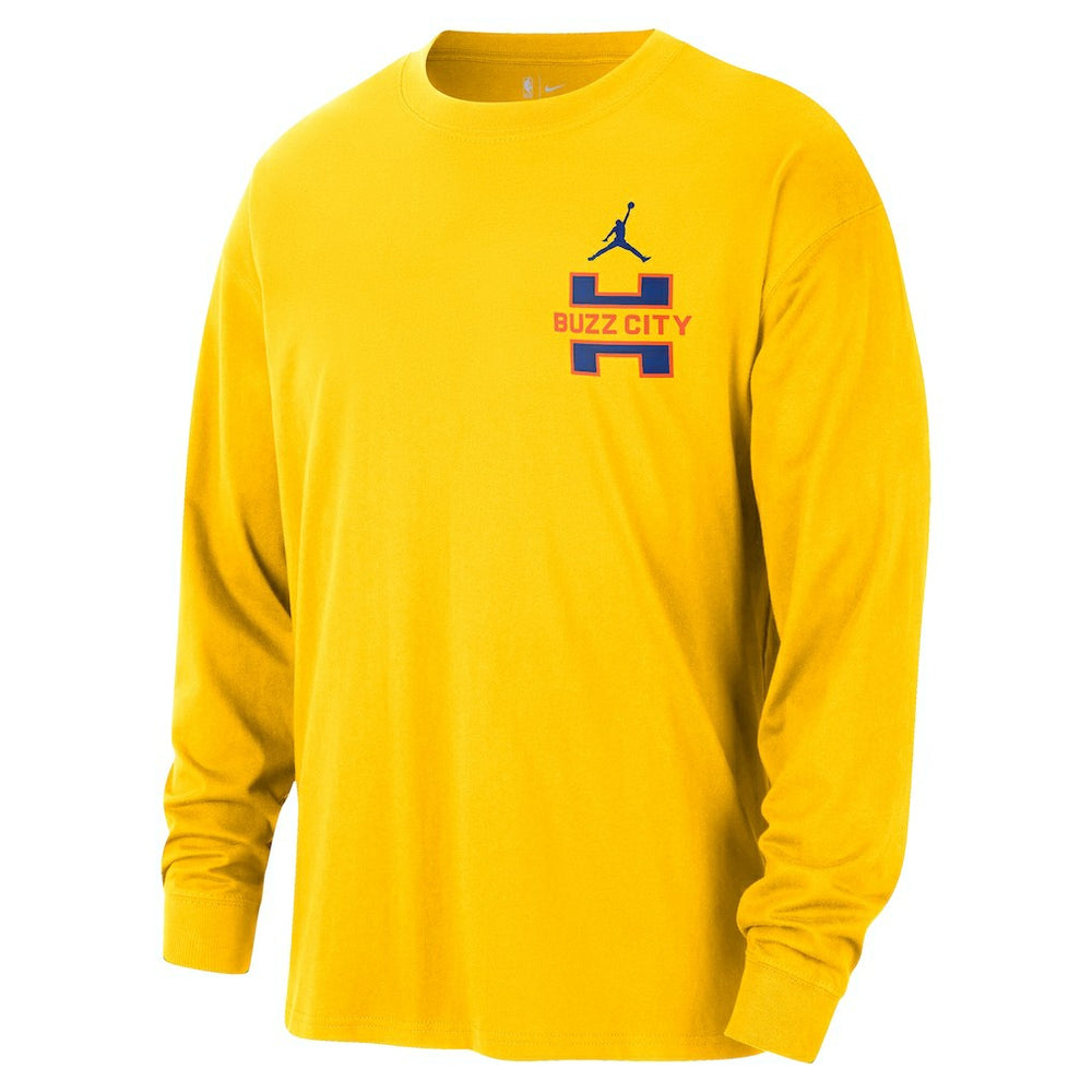 NBA - Charlotte Hornets Jordan Brand 2025/26 City Edition Remix Essential Logo Long Sleeve T-Shirt - Yellow